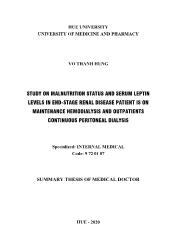 Tóm tắt Luận án Study on malnutrition status and serum leptin levels in end - Stage renal disease patient is on maintenance hemodialysis and outpatients continuous peritoneal dialysis