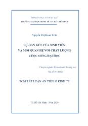 Tóm tắt Luận án Sự gắn kết của sinh viên và mối quan hệ với chất lượng cuộc sống đại học