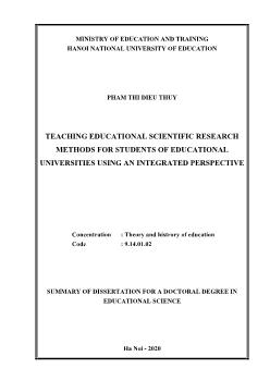 Tóm tắt Luận án Teaching educational scientific research methods for students of educational universities using an integrated perspective