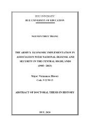 Tóm tắt Luận án The army’s economic implementation in association with national defense and security in the central highlands (1985 - 2013)