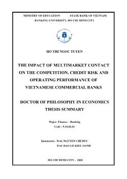 Tóm tắt Luận án The impact of multimarket contact on the competition, credit risk and operating performance of Vietnamese commercial banks