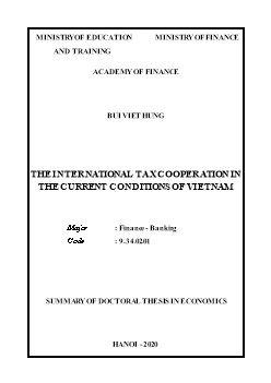 Tóm tắt Luận án The international tax cooperation in the current conditions of Vietnam