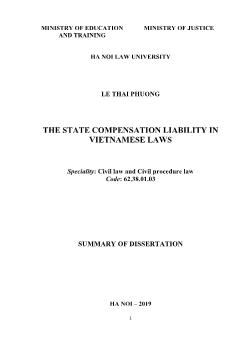 Tóm tắt Luận án The state compensation liability in Vietnamese laws