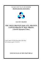 Tóm tắt Luận án Thu nhận protein isolate, protein concentrate từ đậu phộng (arachis hypogaea linn.)