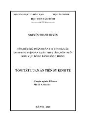 Tóm tắt Luận án Tổ chức kế toán quản trị trong các doanh nghiệp sản xuất thức ăn chăn nuôi khu vực đồng bằng Sông Hồng