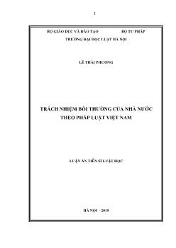 Tóm tắt Luận án Trách nhiệm bồi thường của nhà nước theo pháp luật Việt Nam