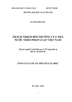 Tóm tắt Luận án Trách nhiệm bồi thường của nhà nước theo pháp luật Việt Nam