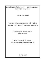 Tóm tắt Luận án Vai trò của Asean trong tiến trình hợp tác và liên kết khu vực ở Đông Á