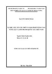 Tóm tắt Luận án Vị thế, yếu tố cản trở và giải pháp nâng cao năng lực cạnh tranh quốc gia Việt Nam