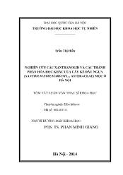 Tóm tắt Luận văn Nghiên củu các xanthanolid và các thành phần hóa học khác của cây ké đầu ngựa (xanthiumstrumariuml., asteraceae) mọc ở Hà Nội