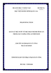 Tóm tắt Luận văn Quản lý nhà nước về thể thao thành tích cao trong lực lượng công an nhân dân