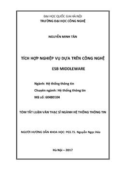 Tóm tắt Luận văn Tích hợp nghiệp vụ dựa trên công nghệ esb middleware