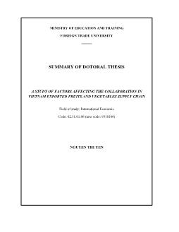 A study of factors affecting the collaboration in Vietnam exported fruits and vegetables supply chain