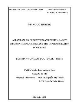 Asean law on prevention and fight against transnational crimes and the implementation in Vietnam