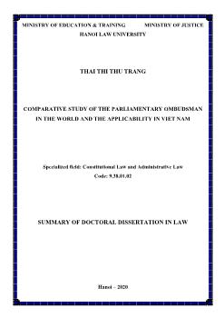 Comparative study of the parliamentary ombudsman in the world and the applicability in Viet Nam