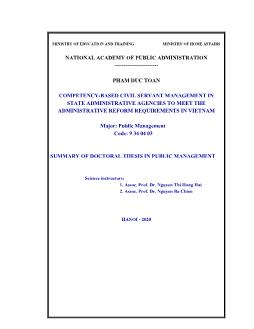 Competency-Based civil servant management in state administrative agencies to meet the administrative reform requirements in Vietnam