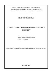 Competitive capacity of Vietnam’s rice industry