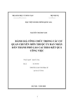 Đánh giá công chức trong các cơ quan chuyên môn thuộc ủy ban nhân dân thành phố Lào Cai theo kết quả công việc