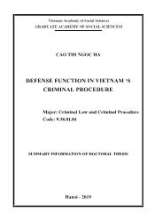 Defense function in Vietnam ‘s criminal procedure