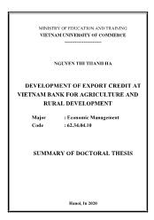 Development of export credit at Vietnam bank for agriculture and rural development