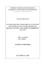 Factors affecting environmental accounting and the impact of its on the operational results of textile and garment enterprises in Viet Nam