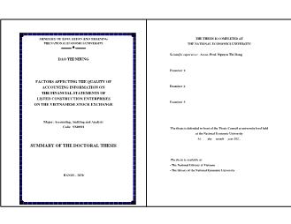 Factors affecting the quality of accounting information on the financial statements of listed construction enterprises on the vietnamese stock exchange