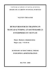 Human resources training in manuafacturing at south korea’s enterprises in Vietnam