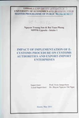 Impact of implementation of el - Customs procedure on customs authorities and export - import enterprises