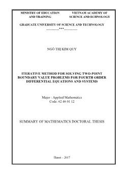 Iterative method for solving two - Point boundary value problems for fourth order differential equations and systems