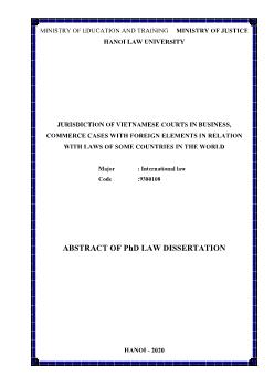 Jurisdiction of vietnamese courts in business, commerce cases with foreign elements in relation with laws of some countries in the world