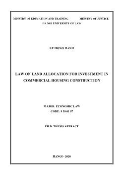 Law on land allocation for investment in commercial housing construction