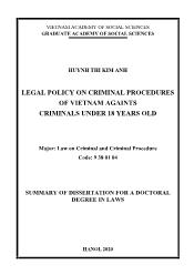 Legal policy on criminal procedures of Vietnam againts criminals under 18 years old