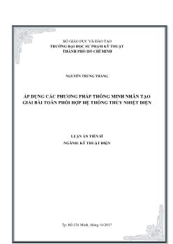 Luận án Áp dụng các phương pháp thông minh nhân tạo giải bài toán phối hợp hệ thống thủy nhiệt điện