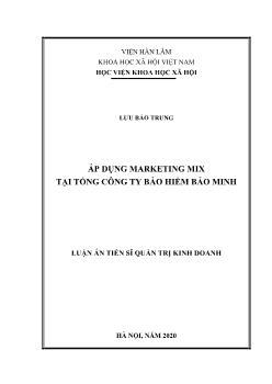 Luận án Áp dụng marketing mix ở tổng công ty bảo hiểm Bảo Minh