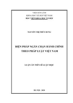 Luận án Biện pháp ngăn chặn hành chính theo pháp luật Việt Nam