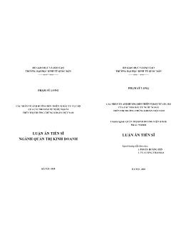 Luận án Các nhân tố ảnh hưởng đến thiên vị đầu tư cục bộ của các nhà đầu tư nước ngoài trên thị trường chứng khoán Việt Nam