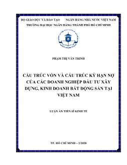 Luận án Cấu trúc vốn và cấu trúc kỳ hạn nợ của các doanh nghiệp đầu tư xây dựng, kinh doanh bất động sản tại Việt Nam