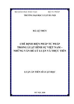 Luận án Chế định biện pháp tư pháp trong luật hình sự Việt Nam – Những vấn đề lý luận và thực tiễn