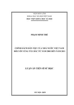 Luận án Chính sách dân tộc của nhà nước Việt Nam đối với vùng tây bắc từ năm 2001 đến năm 2011