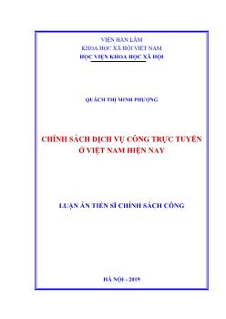 Luận án Chính sách dịch vụ công trực tuyến ở Việt Nam hiện nay