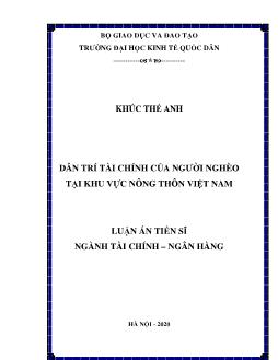 Luận án Dân trí tài chính của người nghèo tại khu vực nông thôn Việt Nam