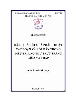 Luận án Đánh giá kết quả phẫu thuật cắt đoạn và nối máy trong điều trị ung thư trực tràng giữa và thấp