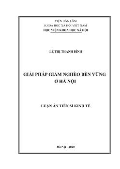 Luận án Giải pháp giảm nghèo bền vững tại Hà Nội