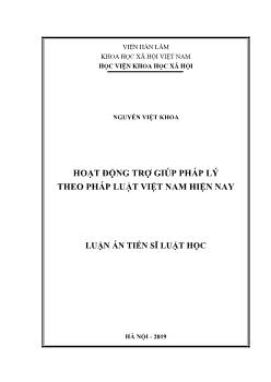 Luận án Hoạt động trợ giúp pháp lý theo pháp luật Việt Nam hiện nay