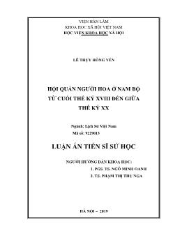 Luận án Hội quán người hoa ở nam bộ từ cuối thế kỷ XVIII đến giữa thế kỷ XX