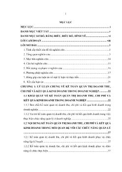 Luận án Kế toán quản trị doanh thu, chi phí và kết quả kinh doanh trong các công ty Điện Lực phía Bắc Việt Nam