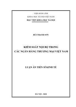 Luận án Kiểm soát nội bộ trong các ngân hàng thương mại Việt Nam