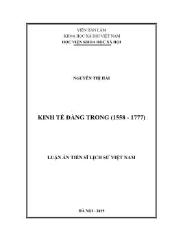 Luận án Kinh tế đàng trong (1558 - 1777)