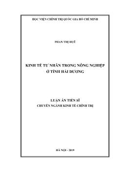 Luận án Kinh tế tư nhân trong nông nghiệp tại tỉnh Hải Dương