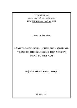 Luận án Lăng thoại Ngọc Hầu (Châu Đốc – An Giang) trong hệ thống lăng mộ thời Nguyễn ở Nam Bộ Việt Nam